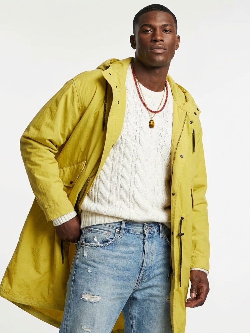 And Now This - 5:31 by Jérôme Lamaar Men's Anorak Jacket - Yellow - Size Large